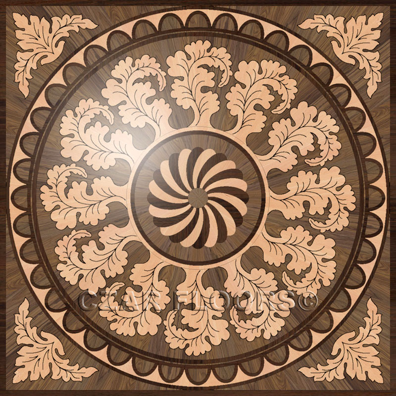 Wood Medallions, Model R55 Custom Wood, Stone Flooring Czar Floors