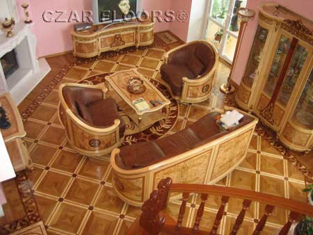 The best NWFA Family/Living Room Floor of the Year 2008 Award. Custom wood floor parquet and border The best Family/Living Room Floor of the Year 2008 Award