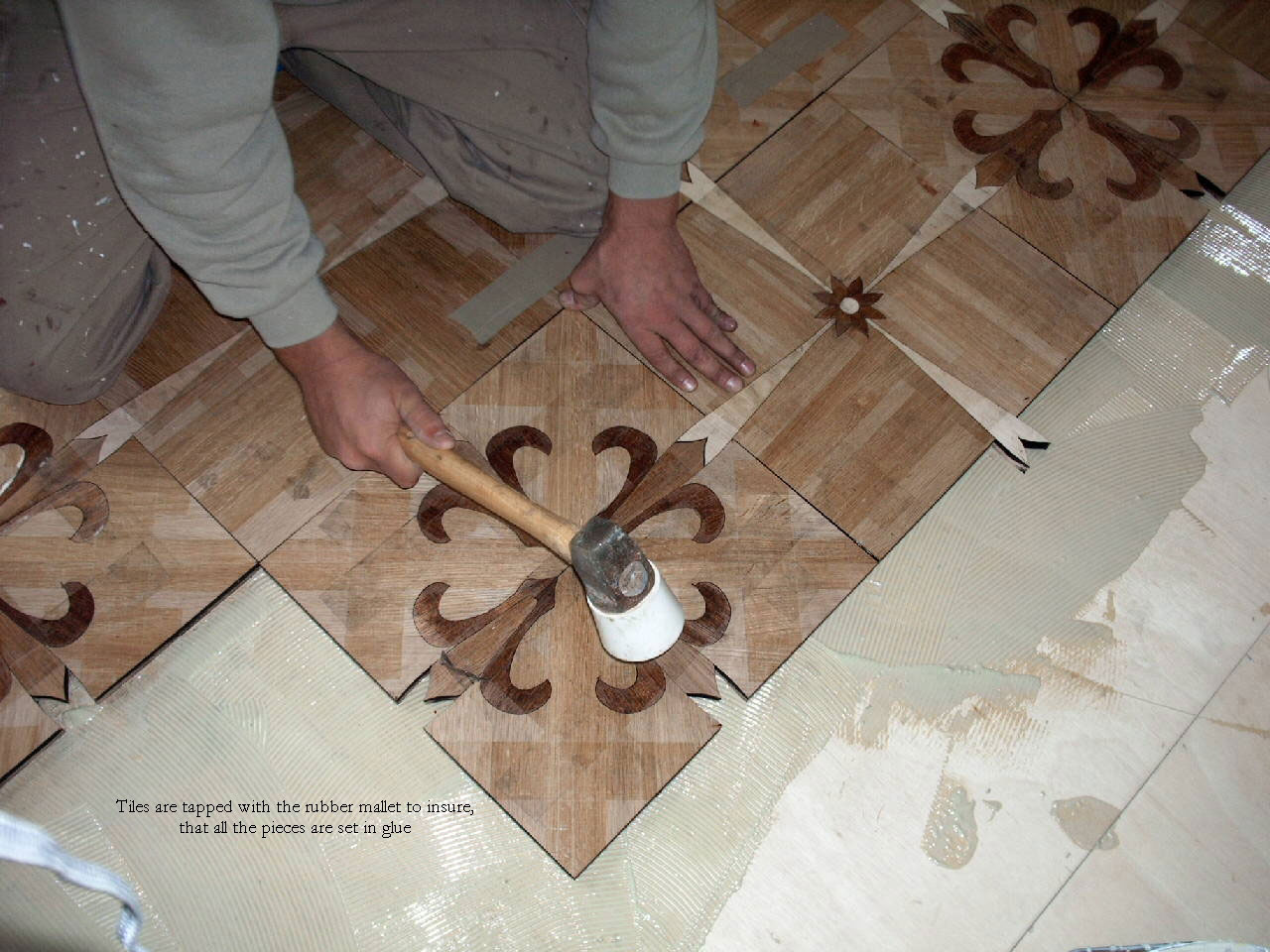 Parquet Flooring Installation Starting Parquet Installation Ting Tiles To Insure Adhesion
