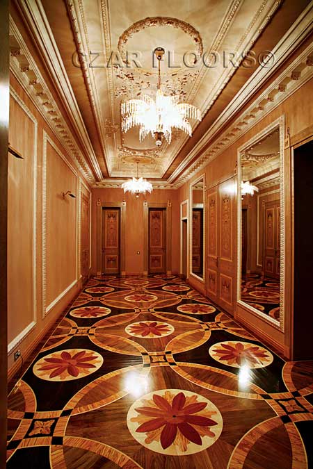 The best NWFA Floor of the Year 2012 Award. Custom wood floor parquet, medallion and border The best restoration NWFA Floor of the Year 2012 Award