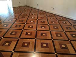 Custom parquet with Rift white oak and merbau